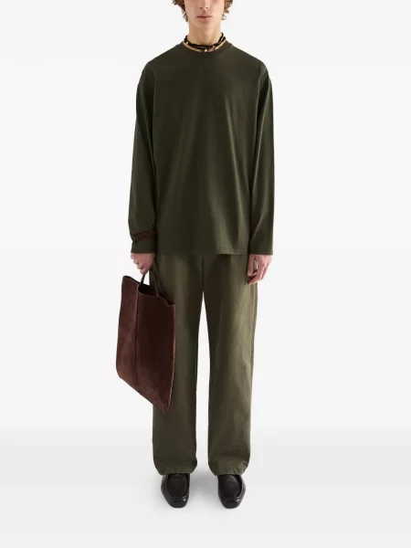 Lung tricou Jil Sander cu decolteu rotund verde