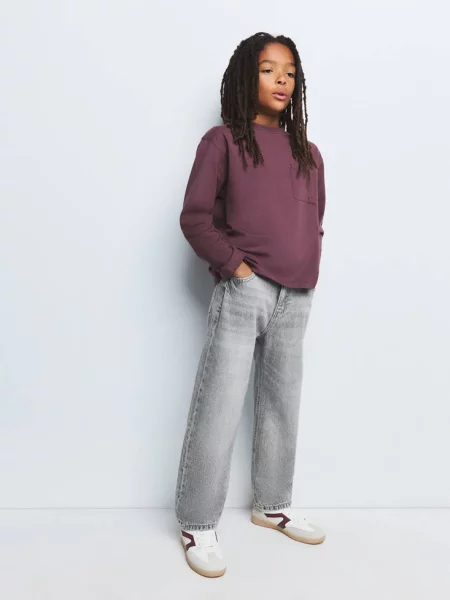 Jeansy balloon denim Dzieci 6 MANGO KIDS szary