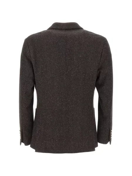 Sacou Eleventy cu model herringbone cu două rânduri de nasturi maro