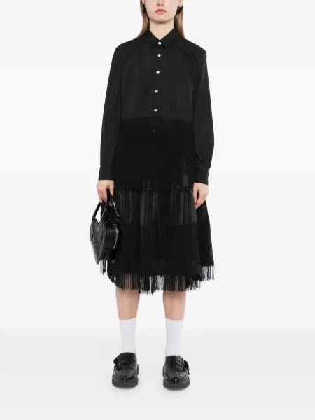 Fustă Comme Des Garçons Black cu franjuri negru