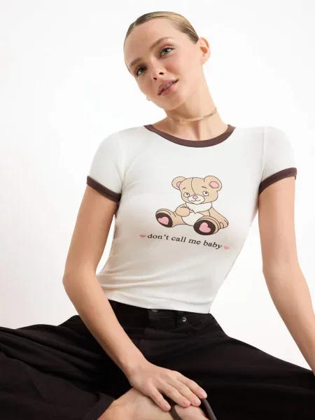 Trendyol Tricou maro / maro cappuccino / roz alb
