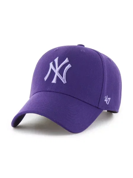 Шапка с козирка 47 brand MLB New York Yankees с изчистен дизайн синьо