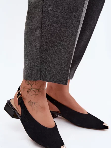 Sandale D&a din piele cu toc jos negru