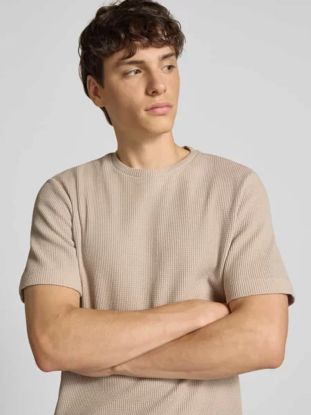 T-shirt o kroju regular fit z mieszanki bawełny Only & Sons beżowa