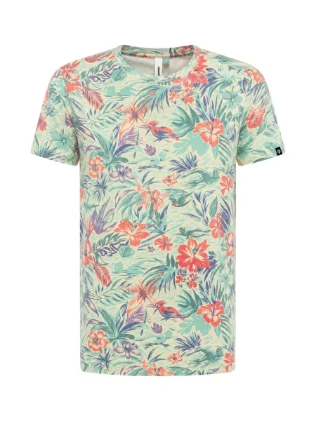 Ragwear Tricou Swann crem / pământiu / mentă / corai verde