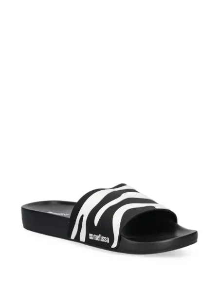 Papuci Melissa cu imagine cu model zebră negru