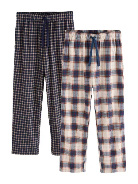 Next Pantaloni de pijama bleumarin / albastru deschis / maro alb