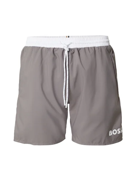 BOSS Kratke kopalne hlače Starfish temno siva bela