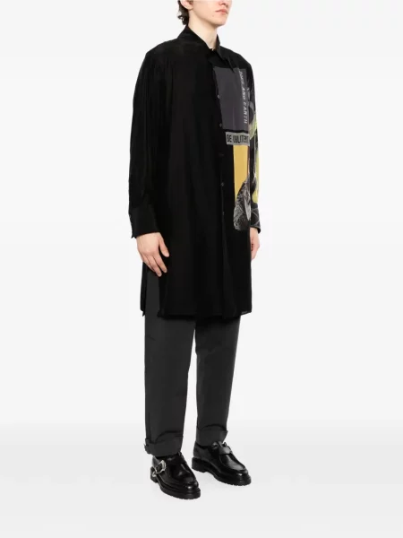 Графичен риза Yohji Yamamoto с принт черно