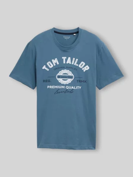 T-shirt o kroju regular fit z czystej bawełny Tom Tailor niebieska