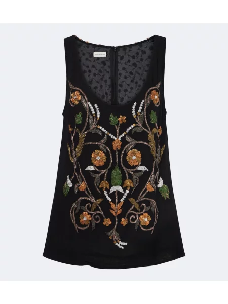 Top Dries Van Noten cu broderie negru