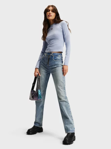 Прямі джинси Karl Lagerfeld Jeans бавовна/еластан блакитний