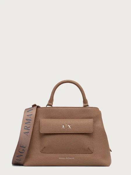 Torebka Armani Exchange skórzana beżowa