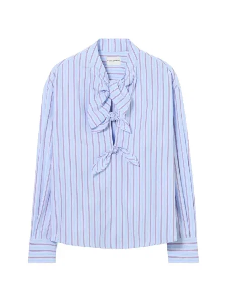 Bluză Claudie Pierlot cu dungi din poplin albastru