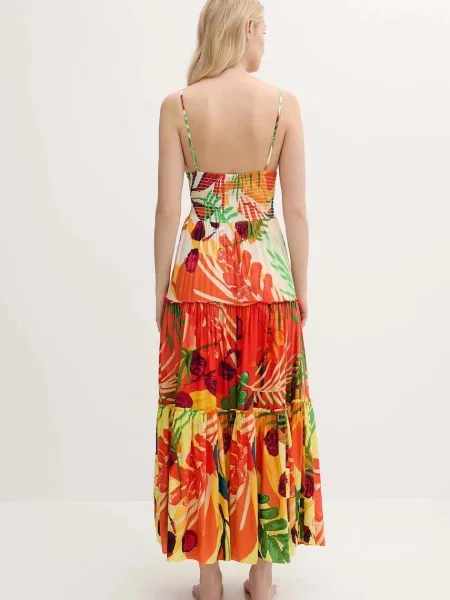 Desigual sukienka plażowa BAHAMAS PATCH beżowy