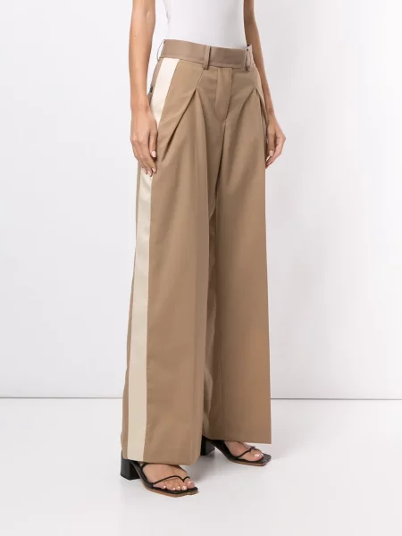 Pantaloni Sacai cu dungi maro
