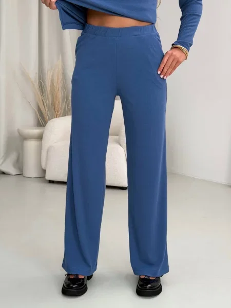 Штани палаццо Merlini бавовна/поліестер синій