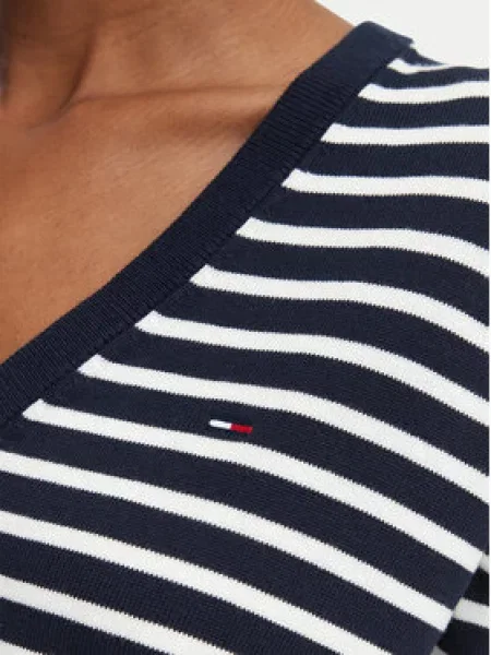 Tommy Jeans Pulover ESSENTIAL mornarska / bela modra