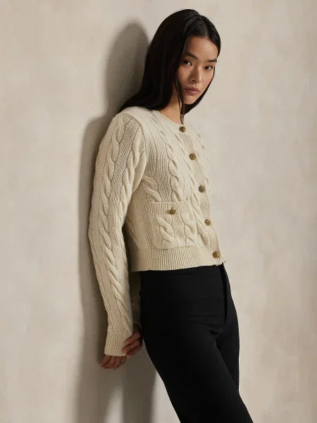 Polo Ralph Lauren Cardigan Écru Regular Fit