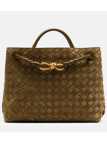 Torbica Bottega Veneta Handle iz semiša zelena