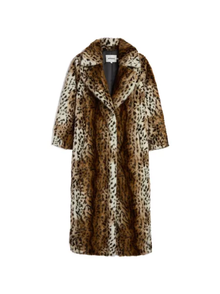 Lung palton Apparis cu imagine cu model leopard maro