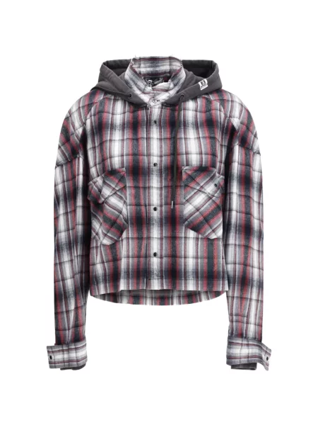 Bluza z kapturem Maison Mihara Yasuhiro w kratę z kapturem biała