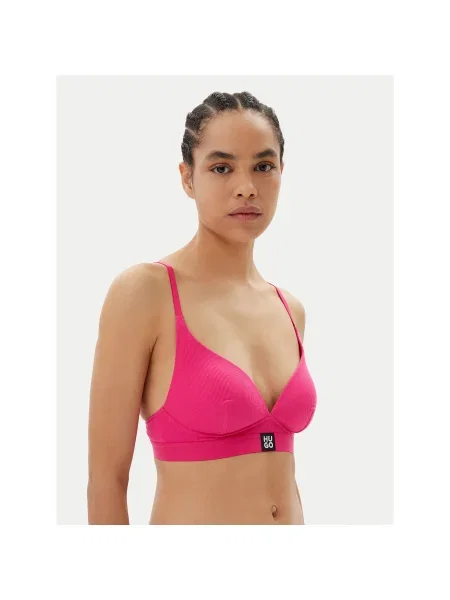 HUGO Varrásmentes melltartó Triangle Padded Rib rózsaszín