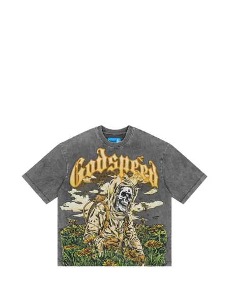 Tricou Godspeed cu imagine gri