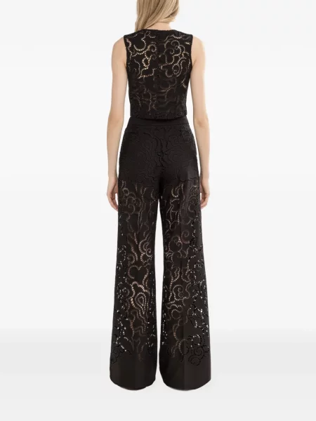 Pantaloni Nissa cu model floral negru