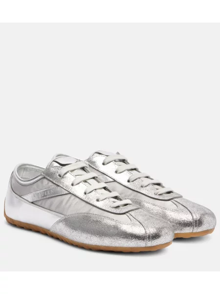 Sneakerși Mcqueen din piele argintiu
