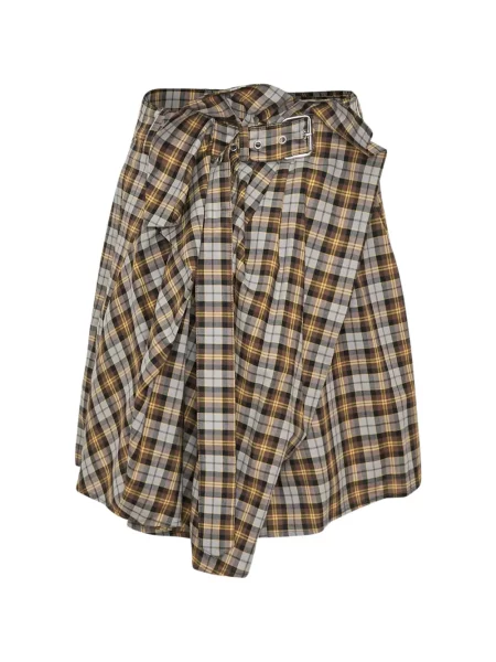 Cu centură fustă midi Msgm în carouri maro