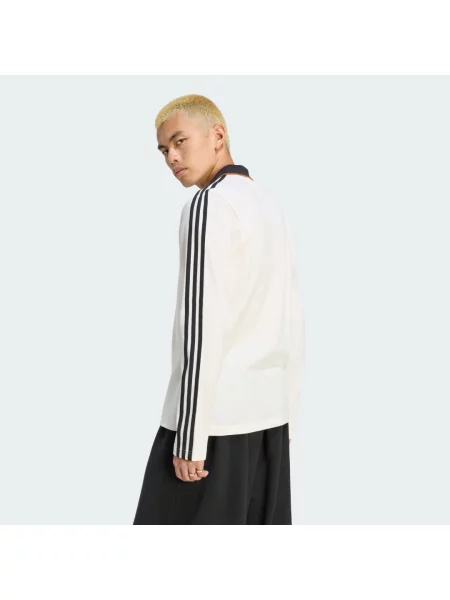 POLO TRIČKO ENGINEERED RIB LONG SLEEVE bílé