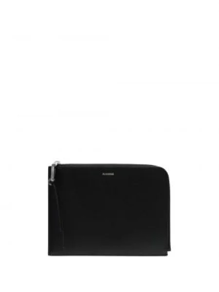 Portofel Jil Sander din piele cu autograf negru