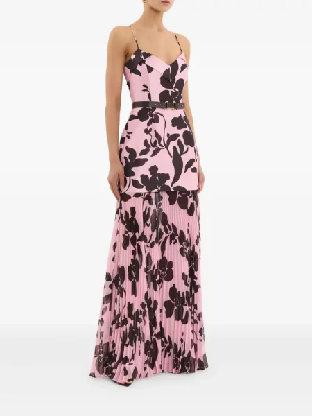 Rochie maxi Rebecca Vallance cu model floral plisată de costum roz