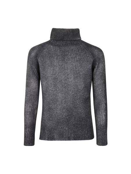 Sweter Avant Toi z kaszmiru z dekoltem w serek z wysokim kołnierzem niebieski