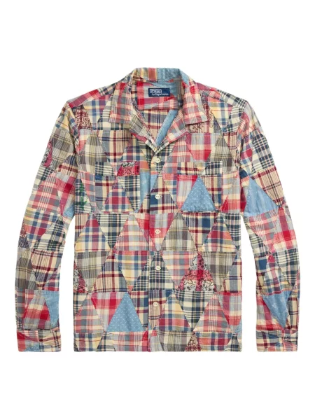 Ленена карирана риза Polo Ralph Lauren бродирана синьо