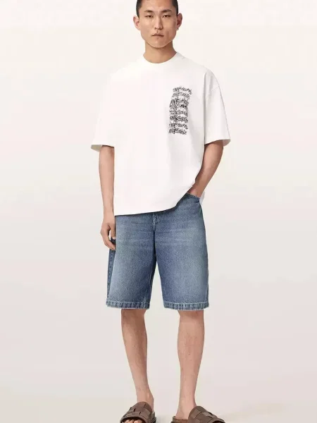 AllSaints T-shirt oversize REPEAT biała