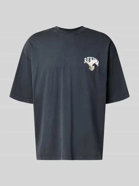 T-shirt z nadrukiem z logo i motywem Review czarny