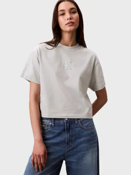 Укороченная футболка Calvin Klein Jeans серая