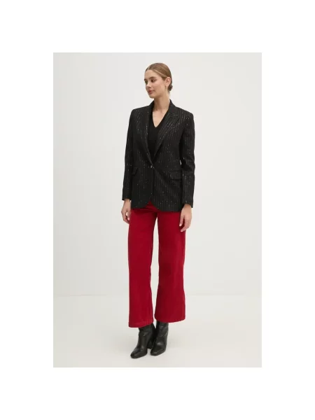 La Petite Française marynarka wełniana PFVERITABLE jednorzędowa wzorzysta PFVERITABLE czarny