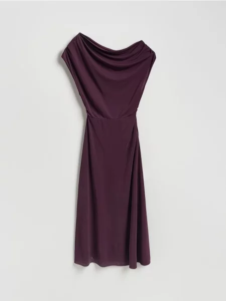 Reserved Сукня міді з леопардовим принтом темно-фіолетовий фіолетова