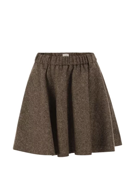 Fusta mini Brunello Cucinelli evazată maro