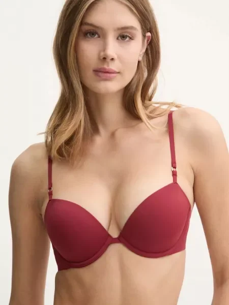 Сутиен Calvin Klein Underwear с изчистен дизайн бордо