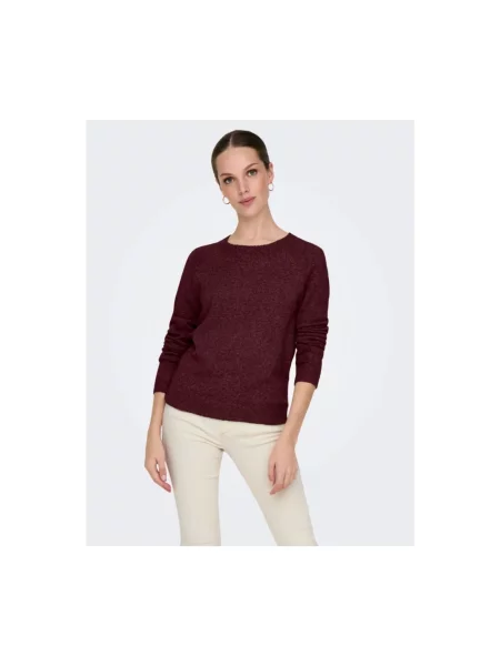 Sweter z dzianiny o kroju regular fit z raglanowymi rękawami model ‘RICA’ Only czerwony