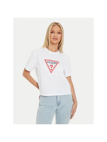 Guess Jeans Póló Boxy Fit fehér