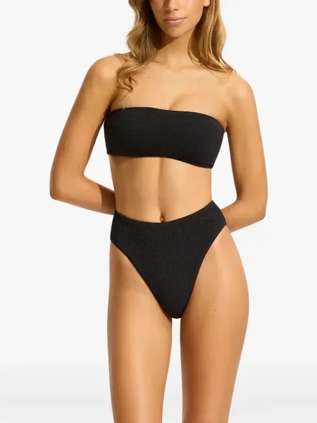 Bikini Seafolly cu talie înaltă negru