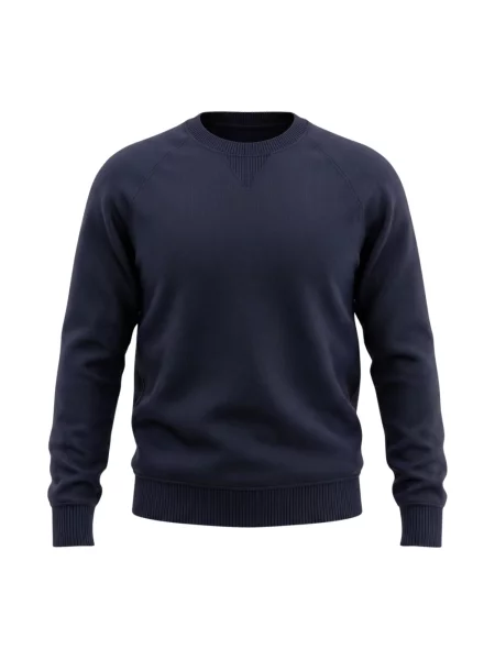 Sweter Fortela wełniany z okrągłym dekoltem niebieski