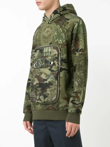 Hanorac cu glugă Givenchy cu glugă cu model camuflaj verde