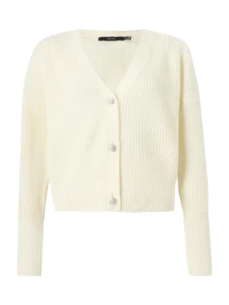 VERO MODA Geacă tricotată VMLealight lână alb