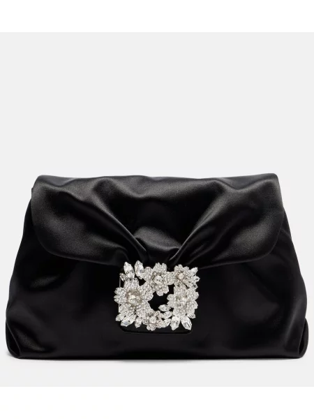 Satenska pisemska torbica Roger Vivier črna